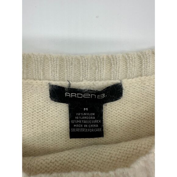 Arden B Angora Blend Women's Blouse Knitted Sz M Square Neck Short Sleeve White - Picture 5 of 6